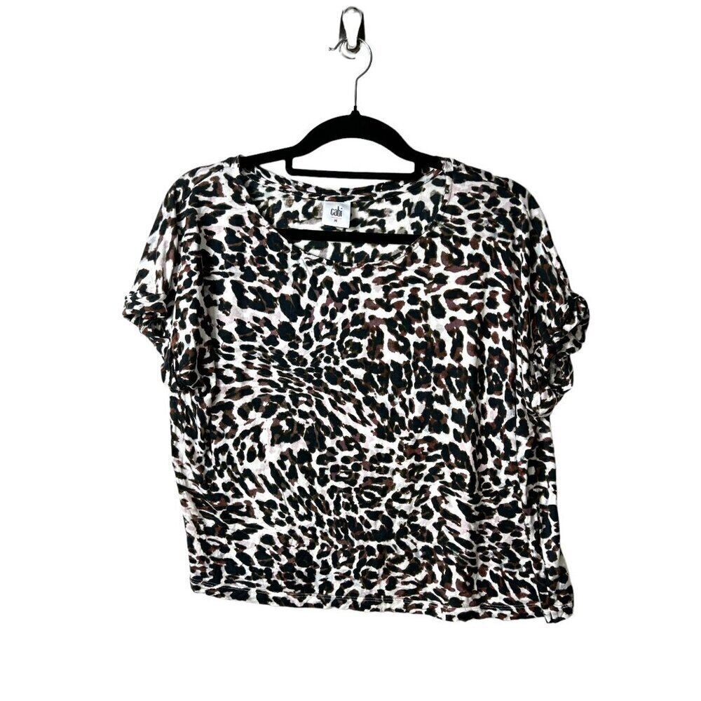 Cabi #3414‎ animal print roll cuff boxy top women’s medium
